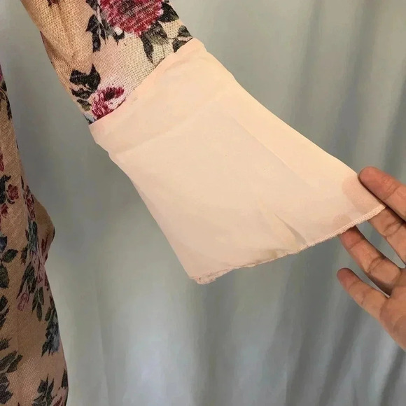 French Laundry Women’s Top Small Floral 3/4 Sleeve High Low Bell Sleeve - Picture 5 of 8